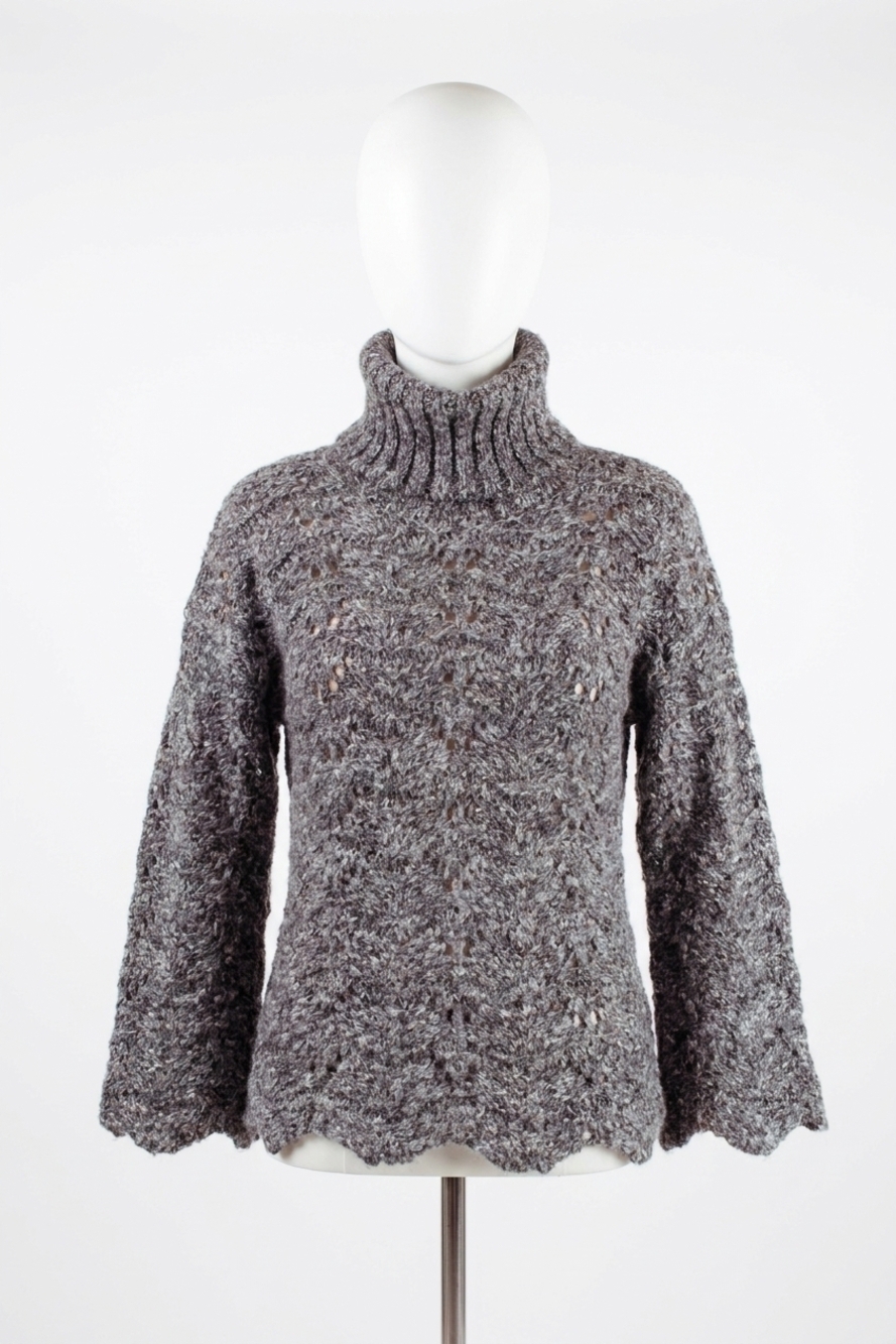 NEW KENSIE twisted fuzzy yarn long sleeve turtleneck sweater in grey